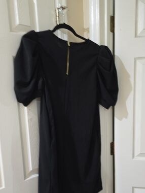 Ces Femme Black Mini Dress with Puff Sleeves